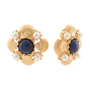 BEN AMUN Made In Usa 24k Gold Plated Glass Stone And Crystal Earrings